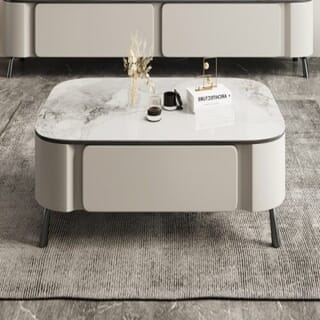 DELICATO โต๊ะกลางหน้าท็อปหินอ่อน รุ่น ZENO ขนาด 130x70x40 ซม. สีเทามิสต์เกรย์