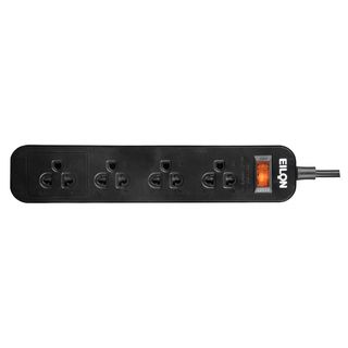 EILON รางปลั๊กไฟ รุ่น MSC45THNB-GHE 4 ช่อง 1 สวิตซ์ 10A 2200W 5เมตร สีดำ