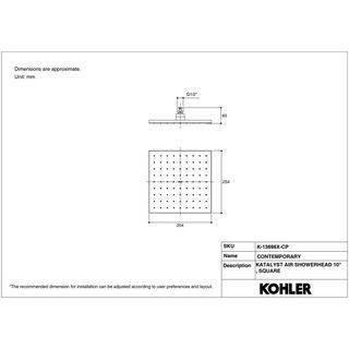 Kohler ฝักบัวแคตทาลิสก้านแข็งทรงเหลี่ยม รุ่น คอนเทมโพรารี่ K-13696X-CP