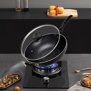 Koch Kitchen กระทะเทฟล่อนทรงลึกเคลือบหินอ่อน 28 ซม. พร้อมฝาปิดแก้ว รุ่น DFGJ12