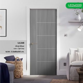 LWD ประตู UDoor UPVC ลาย 04 สี Light Gray ขนาด 80x200ซม.