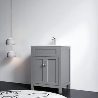 Verno เคาน์เตอร์อ่างล้างหน้าแบบตั้งพื้น Solid Wood ขนาด 61x46.5x89 CM รุ่น คาร่า TG5-60 สีเทา