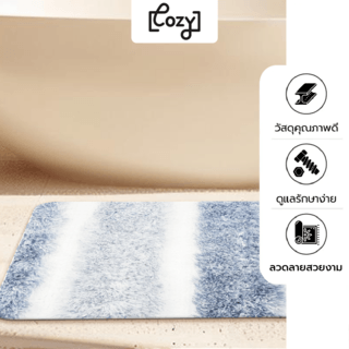COZY พรมเช็ดเท้าขนนุ่ม รุ่น LOBBY-01 ขนาด 50× 80× 2.5ซม. สีฟ้า