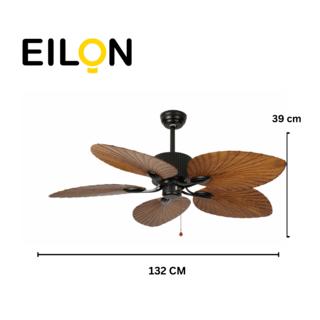 EILON พัดลมเพดานหรูหรา 5 ใบพัด 52 มีโซ่ดึง รุ่น 48DY-504WN-1L สีไม้เข้ม