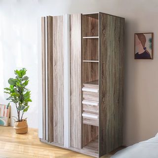 DELICATO ตู้เสื้อผ้า 3 บานเปิด รุ่น อปาเช่ ขนาด 160x60x200 ซม. สีทูโทนน้ำตาล/ขาว