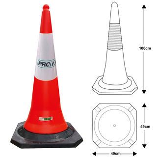 PRO-TX กรวยจราจร PVC รุ่น DTRC852 สีส้ม ขนาด 100 ซม.