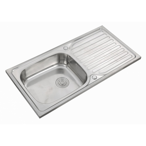 CROWN อ่างล้างจาน 1 หลุมมีที่พักขอบยก 100x50x18 ซม. D10050XL