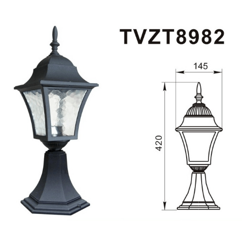 โคมไฟหัวเสา ทรงคลาสสิค สูง 420mm รุ่น TVZT8982 สีดำ