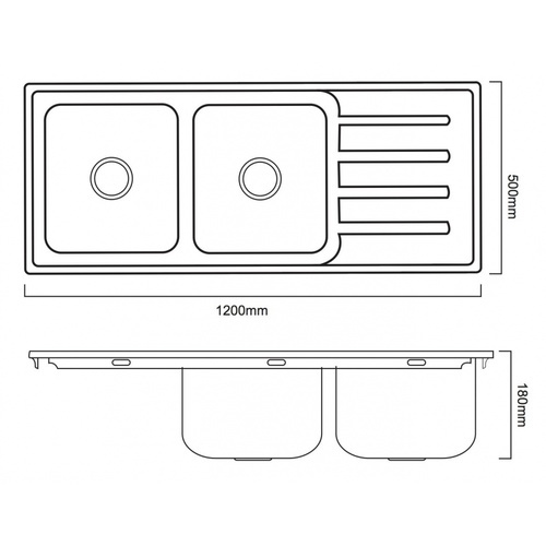 CLOSE อ่างล้างจาน 2 หลุมมีที่พัก SUS304 120x50x18 ซม. YTD12050K-SA (1/2)