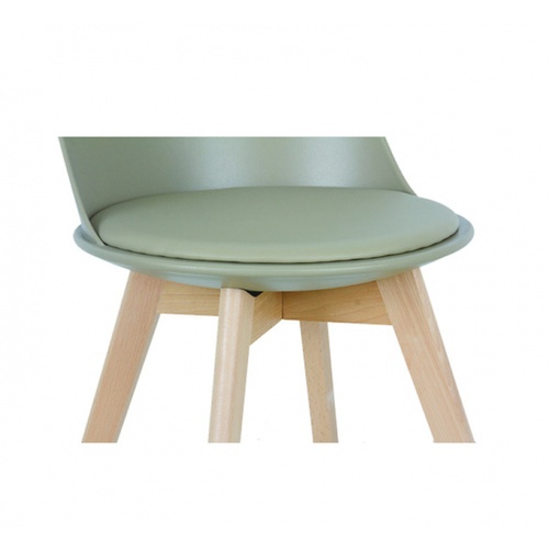 Pulito เก้าอี้พลาสติกเบาะหนังขาไม้ PP-692-01-GR03  ขนาด 55.5x46.5x86ซม. สีเบจ