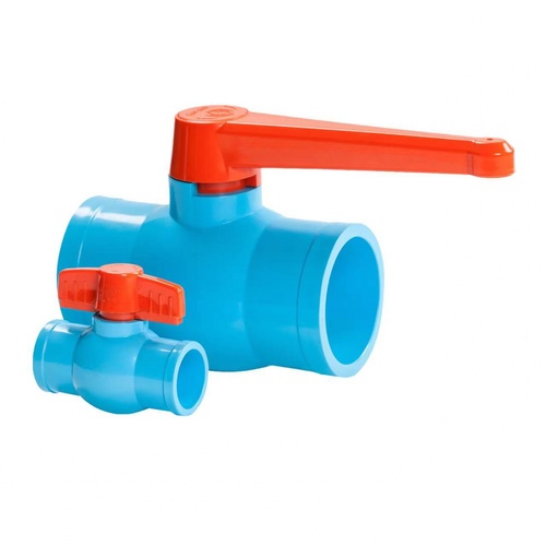 VAVO บอลวาล์วพีวีซี 1/2 (18) มือจับ ABS แบบสวม สีฟ้า