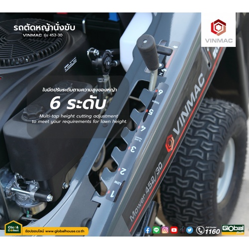 VINMAC รถตัดหญ้านั่งขับ 452CC. รุ่น 452-30 ขนาดใบมีด30นิ้ว สีเทาดำ