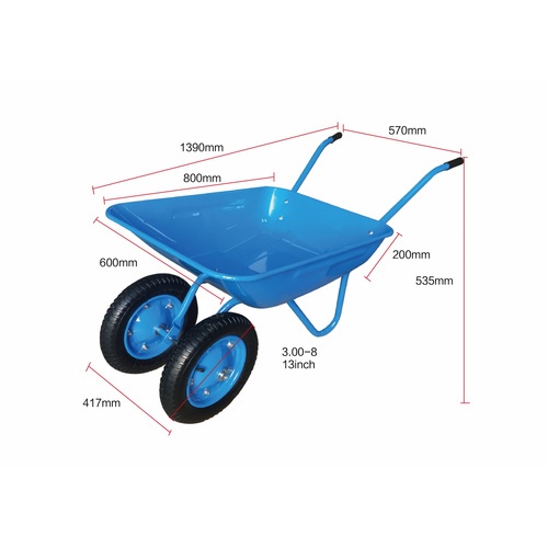 TUF รถเข็นปูนล้อคู่ (ล้อลม) รุ่น WB6204S ขนาด 600x1390x535mm. (รับน้ำหนัก100kg.) สีน้ำเงิน