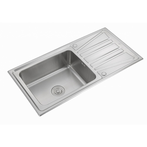 CROWN อ่างล้างจาน 1 หลุมมีที่พัก WLA10050D 100x50x22 ซม.