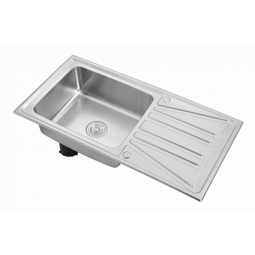 CROWN อ่างล้างจาน 1 หลุมมีที่พัก WLA10050D 100x50x22 ซม.