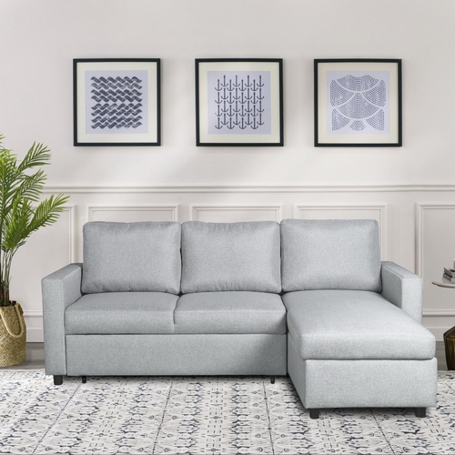 PULITO โซฟาเบดเข้ามุมมีที่เก็บของ IVAR สีเทา (1/2)