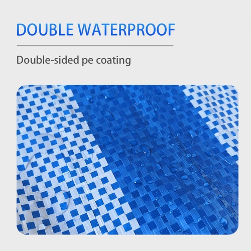 POLLO ผ้าพลาสติกสาน รุ่น PB-006 ขนาด 2Yx60Y สีฟ้าขาว