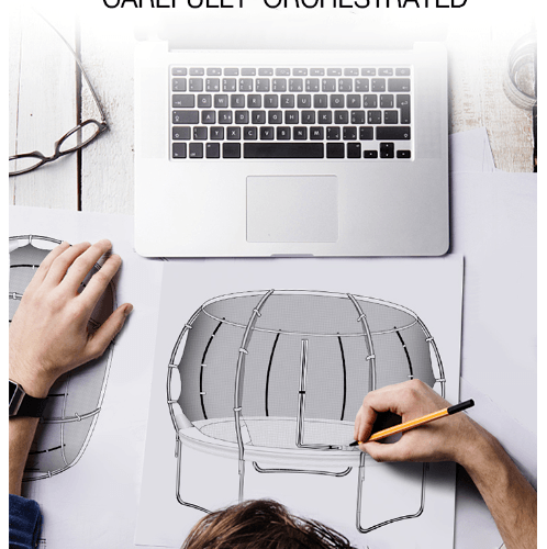 4TEM แทรมโพลีน ขนาด 12 ฟุต รุ่น SD-12FT-4D สีดำ-ส้ม รองรับน้ำหนักสูงสุด 150กก.  