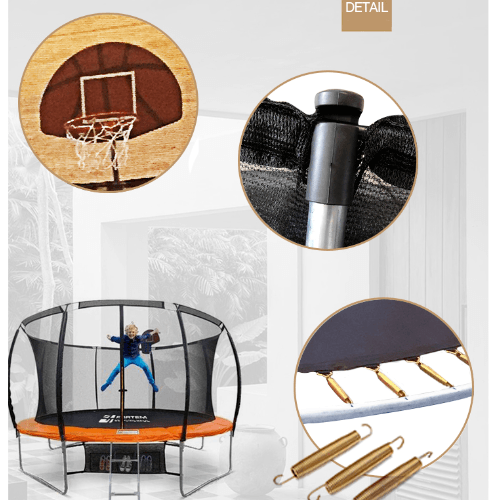 4TEM แทรมโพลีน ขนาด 12 ฟุต รุ่น SD-12FT-4D สีดำ-ส้ม รองรับน้ำหนักสูงสุด 150กก.  