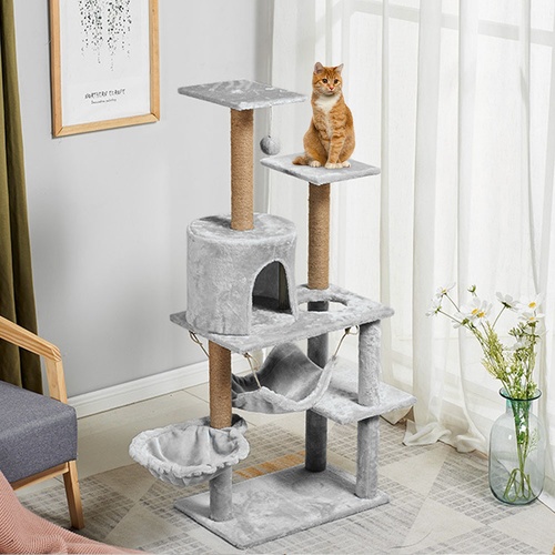 DUDUPETS คอนโดแมว ขนาด 52x37x130ซม. รุ่น BJ7623 สีเทา |GlobalHouse Dudupets คอนโดแมว ขนาด 52X37X130ซม. รุ่น Bj7623 สีเทา |Globalhouse