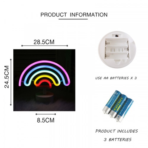 COZY LEDไฟนีออนรูปสายรุ้ง  ขนาด 24.5×28.5×8.5 ซม.  รุ่น ST-13 คละสี