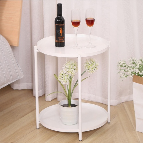 DELICATO โต๊ะถาดกลม 2 ชั้น รุ่น KF012WH 42x42x52ซม.สีขาว 