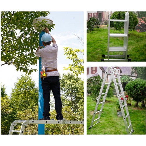 HUMMER บันไดอลูมิเนียมอเนกประสงค์ 12ขั้น (3x4) รุ่น LF012 สีเงิน