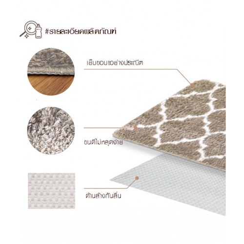 COZY พรมเช็ดเท้า 40×60×1.5cm. รุ่น JHX-21 สีน้ำตาล 