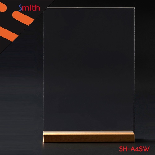 SMITH ป้ายอะคริลิคฐานไม้ A4 แนวตั้ง SH-A4SW ขนาด 21x30.1cm