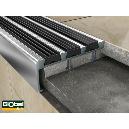 MAC จมูกบันไดอลูมิเนียมกันลื่น หน้ากว้าง 50 มม. ยาว 2 เมตร รุ่น 2DDY017 สีเงินเงา