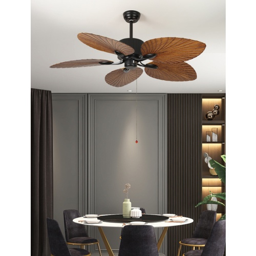 EILON พัดลมเพดานหรูหรา 5 ใบพัด 52 มีโซ่ดึง รุ่น 48DY-504WN-1L สีไม้เข้ม