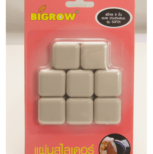 BIGROW เฟอร์นิเจอร์สไลเดอร์ทรงสี่เหลี่ยม ขนาด 25*25*8มม. รุ่น S3F25 สีครีม