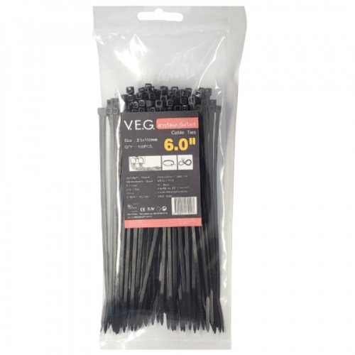 Cable tie  2.5x150mm  ពណ៌ខ្មៅ (100pcs)