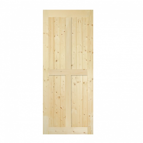 GREAT WOOD ประตูไม้สน บานทึบทำร่อง รุ่น PW-SK04-2G ขนาด 80x200 ซม.