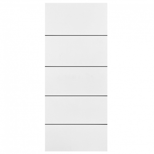 WELLINGTAN ประตู WPC รุ่น WPC-01 (สำหรับใช้ภายใน) บานทึบเซาะร่องดำ ขนาด 80x200 ซม. สีขาวมุข (ไม่เจาะลูกบิด)