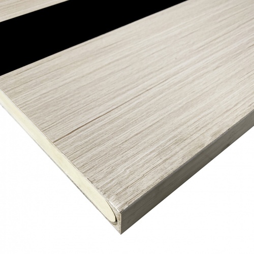 WELLINGTAN ประตู WPC รุ่น WPC-02 (สำหรับใช้ภายใน) บานทึบ ขนาด 80x200 ซม. สีGray Oak & Black (ไม่เจาะลูกบิด)