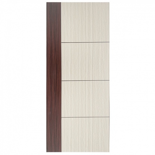 WELLINGTAN ประตู WPC รุ่น WPC-05 (สำหรับใช้ภายใน) บานทึบเซาะร่องดำ ขนาด 80x200 ซม. สีBlack walnut & Brown Oak (ไม่เจาะลูกบิด)