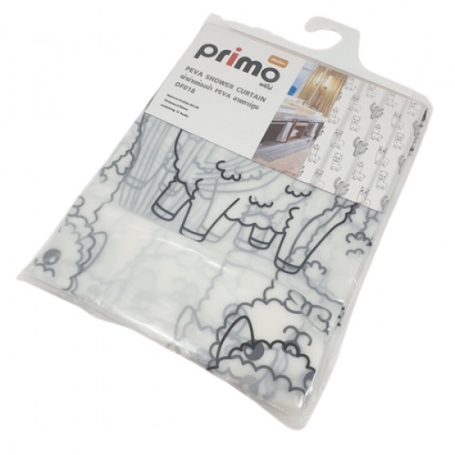 Primo ผ้าม่านห้องน้ำ PEVA ลายอัลปาก้า รุ่น DF018 ขนาด 180x180 ซม. สีขาว