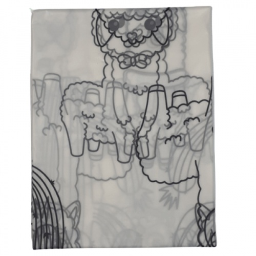 Primo ผ้าม่านห้องน้ำ PEVA ลายอัลปาก้า รุ่น DF018 ขนาด 180x180 ซม. สีขาว