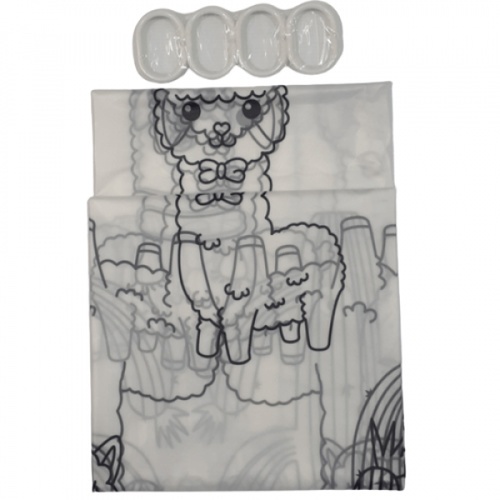 Primo ผ้าม่านห้องน้ำ PEVA ลายอัลปาก้า รุ่น DF018 ขนาด 180x180 ซม. สีขาว