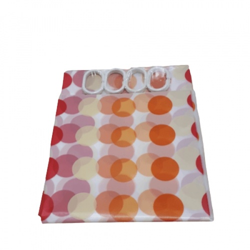 Primo ผ้าม่านห้องน้ำ PEVA ลายกราฟฟิก รุ่น DF027 ขนาด 180x180 ซม. สีส้ม