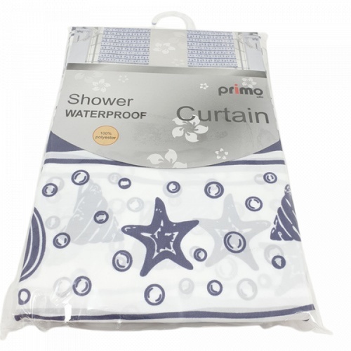 Primo ม่านห้องน้ำโพลีเอสเตอร์ ลายปลาดาว รุ่น DDDF02 ขนาด 180×180 ซม. สีม่วง