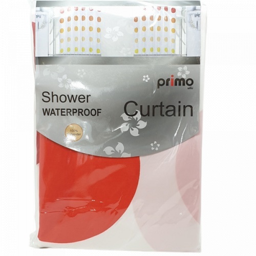 Primo ม่านห้องน้ำโพลีเอสเตอร์ ลายกราฟฟิก รุ่น DDDF03 ขนาด 180×180 ซม. สีส้ม