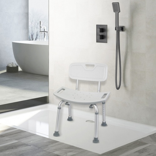 Verno เก้าอี้อาบน้ำมีพนักพิง รุ่น 6KM006  ขนาด 50x41x75 ซม.  สีขาว