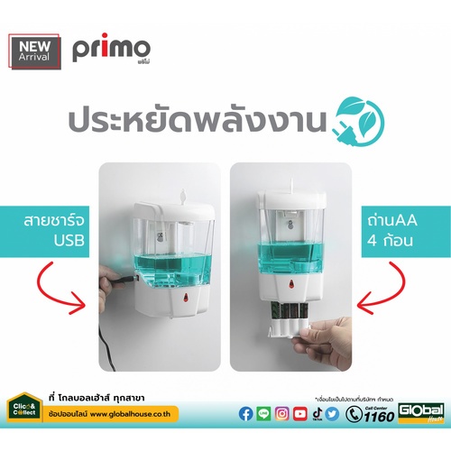 Primo ที่กดสบู่เหลวอัตโนมัต รุ่น DFSS-18 สีขาว 700ml