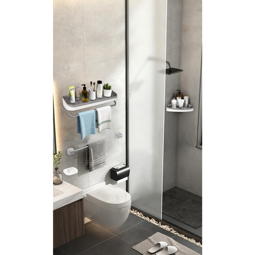 Primo ชั้นวางของพลาสติกเข้ามุม 24x24cm. รุ่นDLQG003-GY สีเทา