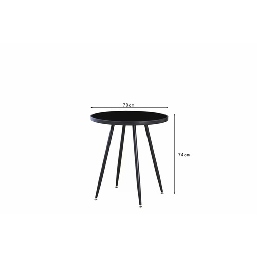 DELICATO โต๊ะอาหารท็อปกระจกนิรภัยทรงกลม รุ่น TB-R70BK ขนาด  70x70x74 ซม. สีดำ 