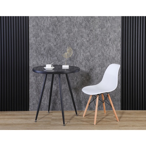 DELICATO โต๊ะอาหารท็อปกระจกนิรภัยทรงกลม รุ่น TB-R70BK ขนาด  70x70x74 ซม. สีดำ 