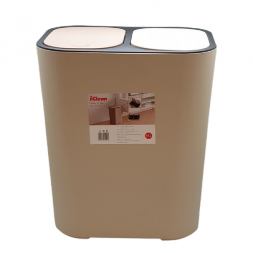 ถังขยะคู่ รุ่น ZXHL003-BE ขนาด 15L สีเบจ