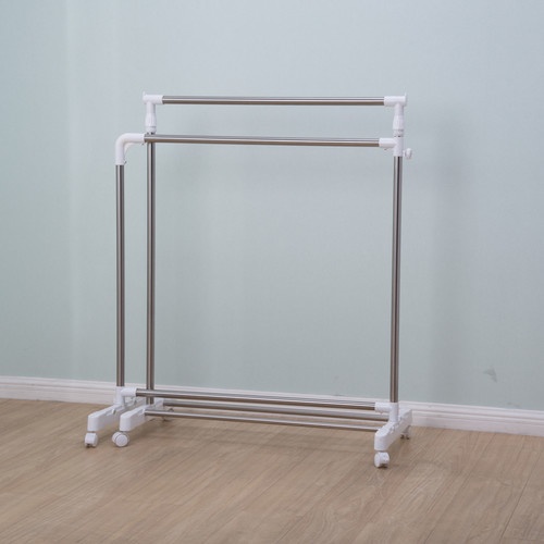 SAKU ราวแขวนผ้าสเตนเลส รุ่น PQS-0305-01 ขนาด 177x42x190 ซม. สีขาว